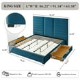 thumbnail image 3 of King Upholstered Platform Bed with Two Large Storage Drwers, Strong Wooden Slats, Metal Support, Heavy Duty Mattress Foundation, No Box Spring Needed, Noise-Free, Easy Assembly,Dark Blue, 3 of 12