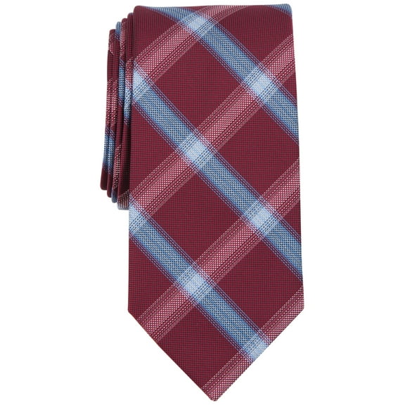 Michael Kors Mens Webster Plaid Necktie Burgundy