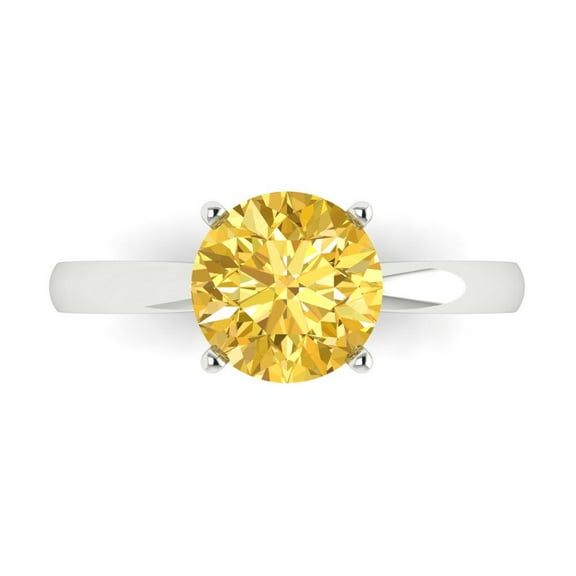 Solitaire Engagement Ring for Women - 2ct Natural Citrine in 18K White Gold Promise Ring