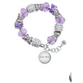thumbnail image 2 of Delight Jewelry Silvertone Domed Psalm 139:14 Purple Butterfly Bead Charm Bracelet, 7"+1" Extender, 2 of 5