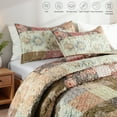 thumbnail image 6 of Whale Flotilla Reversible Patchwork Quilts King Size, Lightweight Boho Printed Bedspreads Coverlets Oversized Quilt Bedding Set with 2 Pillow Shams for All Seasons, Vintage Red Flowers, 6 of 7