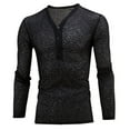 thumbnail image 3 of Mens Plain Slim Long Sleeve T-Shirt Deep V Neck Button Tops Muscle Tee Blouse, 3 of 7