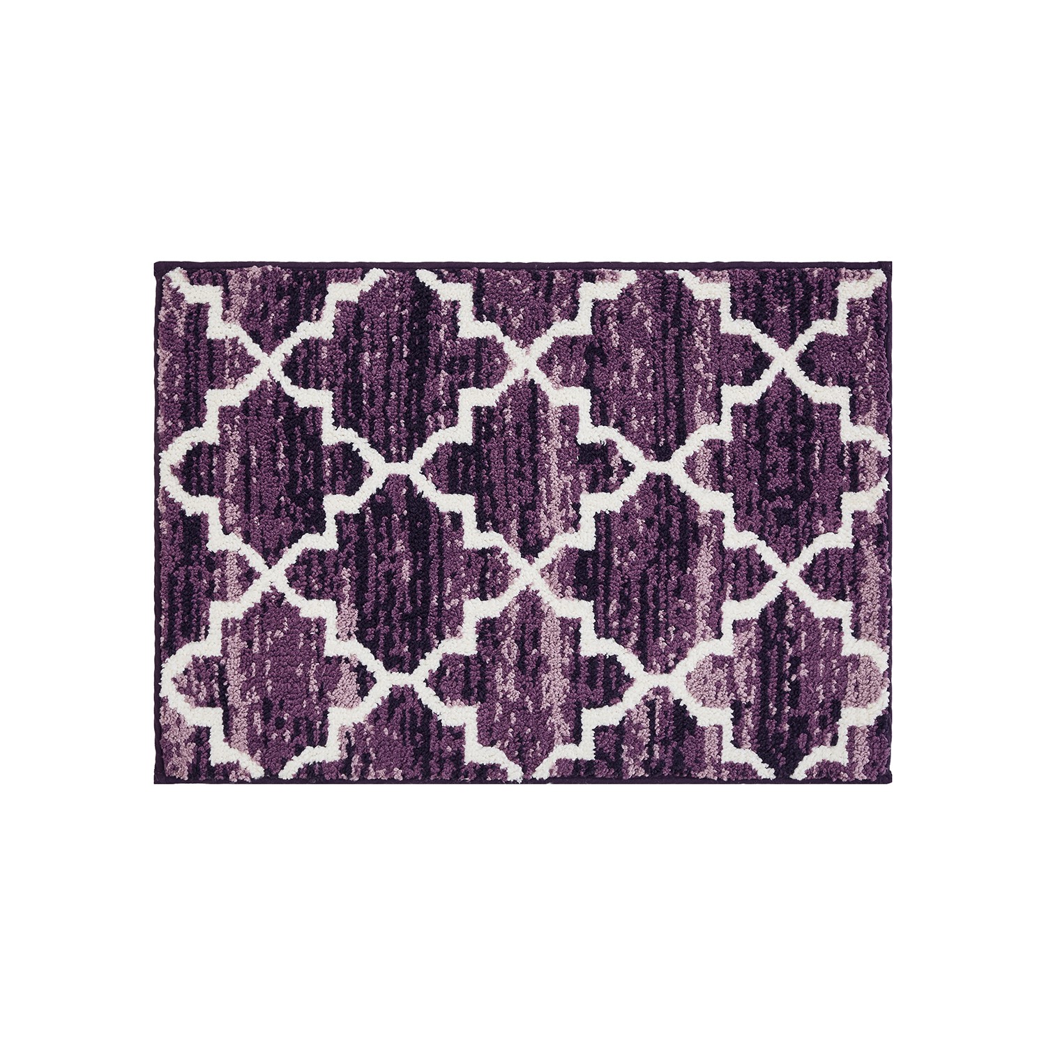 Better Trends 17" x 24" Bathroom Rug, 100% Cotton, Soft, Water Absorbent, Non-Slip Bath Mat, Machine Washable, Rugs for Bathroom, Shower, Tub – Savio Collection - Purple