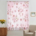 thumbnail image 3 of Pink Floral Sheer Curtains 45 Inches Long, Modern Farmhouse Aesthetic Shabby Chic Flower Light Filering Curtains, Breathable Simi Curtain Privacy Drapes for Kitchen Bathroom Small Window Treatment, 3 of 9