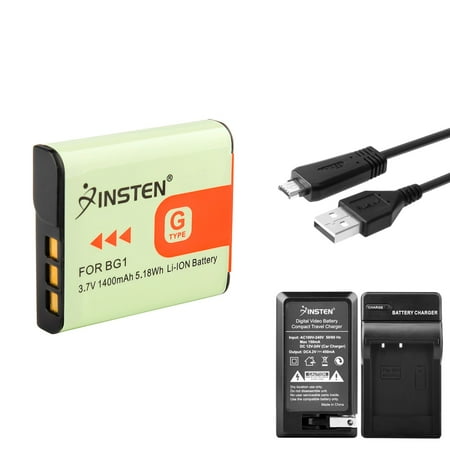 Shot Disc - Insten Battery+Charger NP-BG1+VMC-MD3 USB Cable For Sony Cyber-Shot DSC WX10 New (3-in-1 Accessory Bundle)