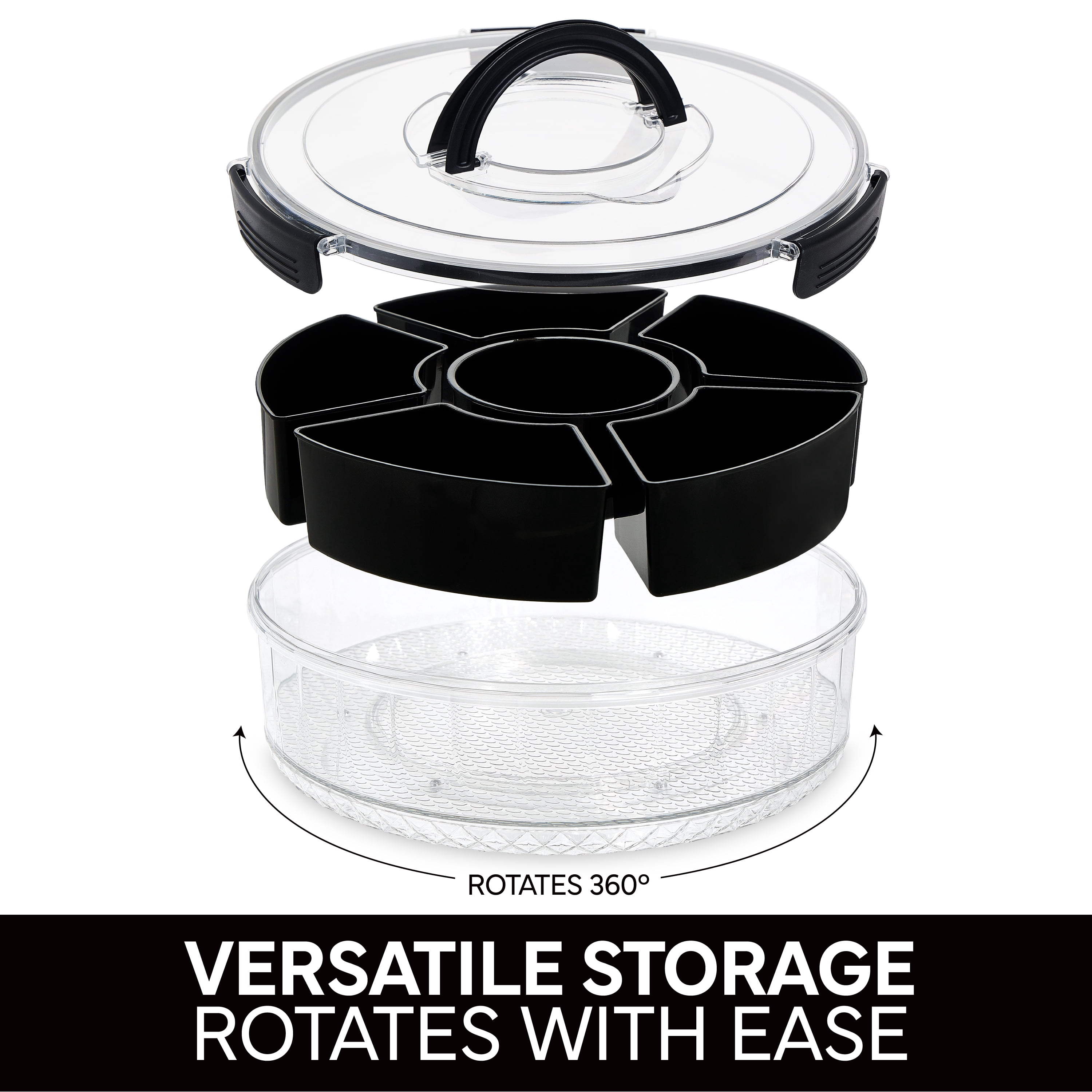 COOK WITH COLOR Round Snackle Box – 6-Compartment Tray with Lid