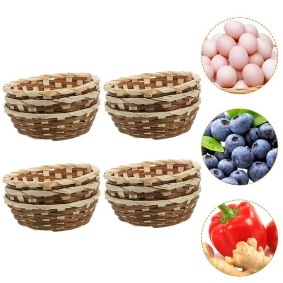 12Pcs Round Bamboo Gift Baskets,6.7x2.4In Reusable Small Baskets for Bread,Restaurant Serving Containers for Home,Kitchen,Restaurant