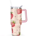 thumbnail image 2 of 40oz Cute Red Strawberry Stainless Steel Flip Straw Tumbler Spill Proof Travel Cup Double Wall Vacuum Insulated Coffee Mug with Top Handle, 2 of 6