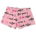 thumbnail image 3 of Emme Jordan Junior's Fuzzy Plush Pajama Shorts - I Need Coffee Pink - X-Large, 3 of 3