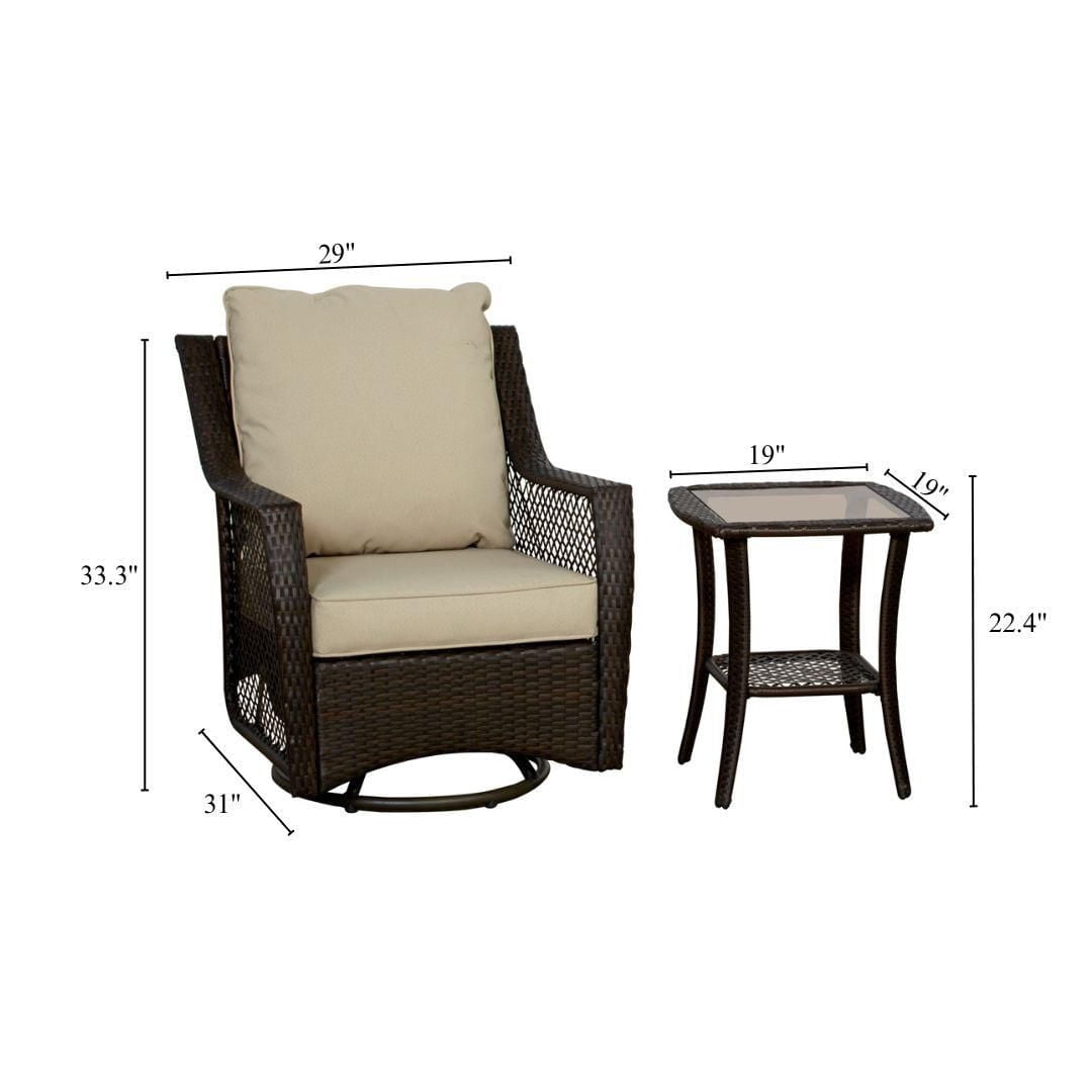 Glendenning 3-Piece Swivel Rocker Bistro Set
