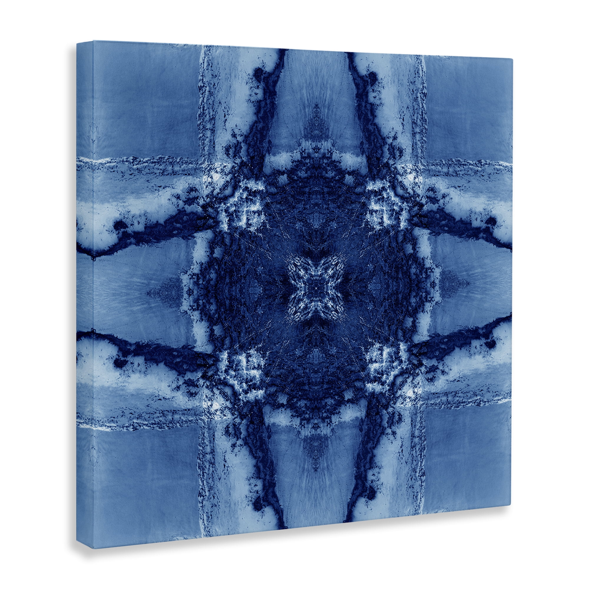 Stupell Industries Blue Geometric Shapes Abstract Painting Wrapped Canvas Art Print Wall Art, 30 x 30