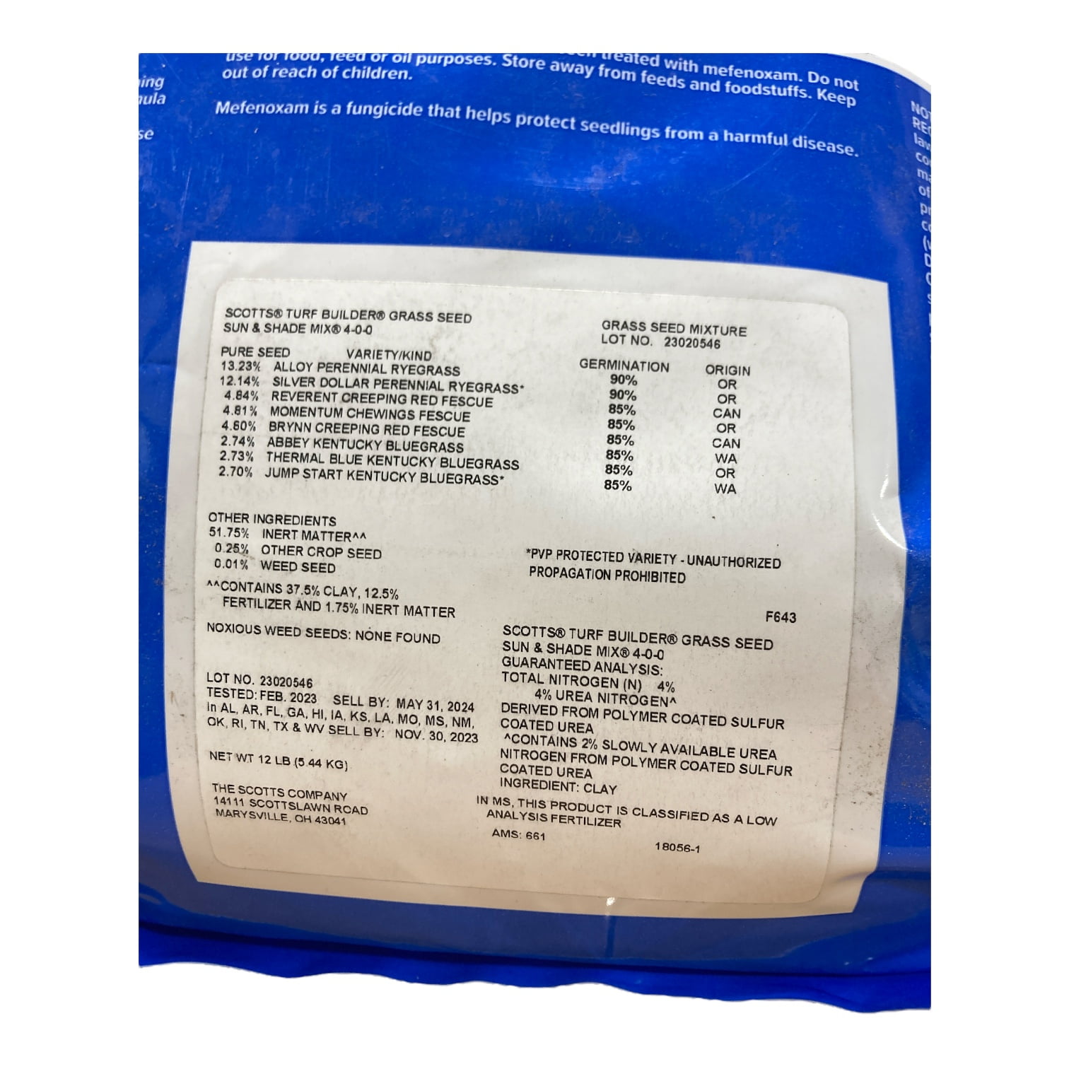 Scotts Turf Builder Sun & Shade Grass Seeds, 12 lb