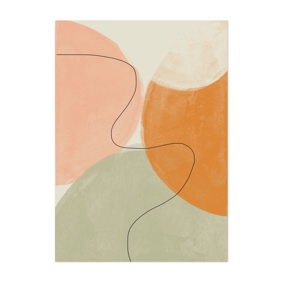 Simple Path - Mixed Media Abstract Minimalist Geometric Pastel Modern Art Line Art Mid-Century Modern Unframed Wall Art Print 4 x 6 inches