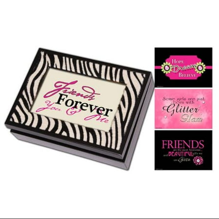 8" Black and Faux Zebra "I'm So Excited" Digital Music and Jewelry Box