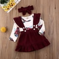thumbnail image 5 of Qiylii Girls 3Pcs Outfit Set Flower Romper+Ruffle Suspender Skirt+Headband, 5 of 8