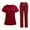 deep red, variant on Women's Scrub Sets, Modern V-Neck Scrub Top & Jogger Scrub Pants with Multi Pockets Professionals Soft Stretch Athletic Nursing Uniform Workwear (Yellow)