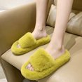 thumbnail image 3 of Woman House Sandals Fuzzy Non-skid Thick Open Toe Slides Cross Band Slippers, 3 of 10
