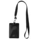 thumbnail image 1 of Porta credencial vertical de cuero con cordón desmontable y clip giratorio (negro), 1 of 6