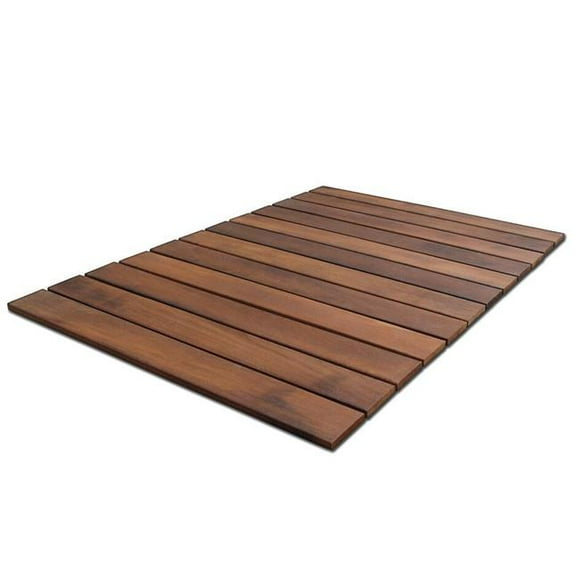 Roll Floor 11111 RV Mat 42 in. x 32 in. Non-Slip Thermo-Treated Wood Deck Tile in Brown (1-Each)