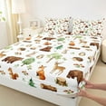 thumbnail image 3 of jejeloiu Safari Bear Deer Twin Sheet Sets,Cute Owl Fox Twin Fitted Sheet,Rustic Farmhouse Cabin Flat Sheet For Girls Boys,Luxury Bedroom Decor,3pcs, 3 of 7
