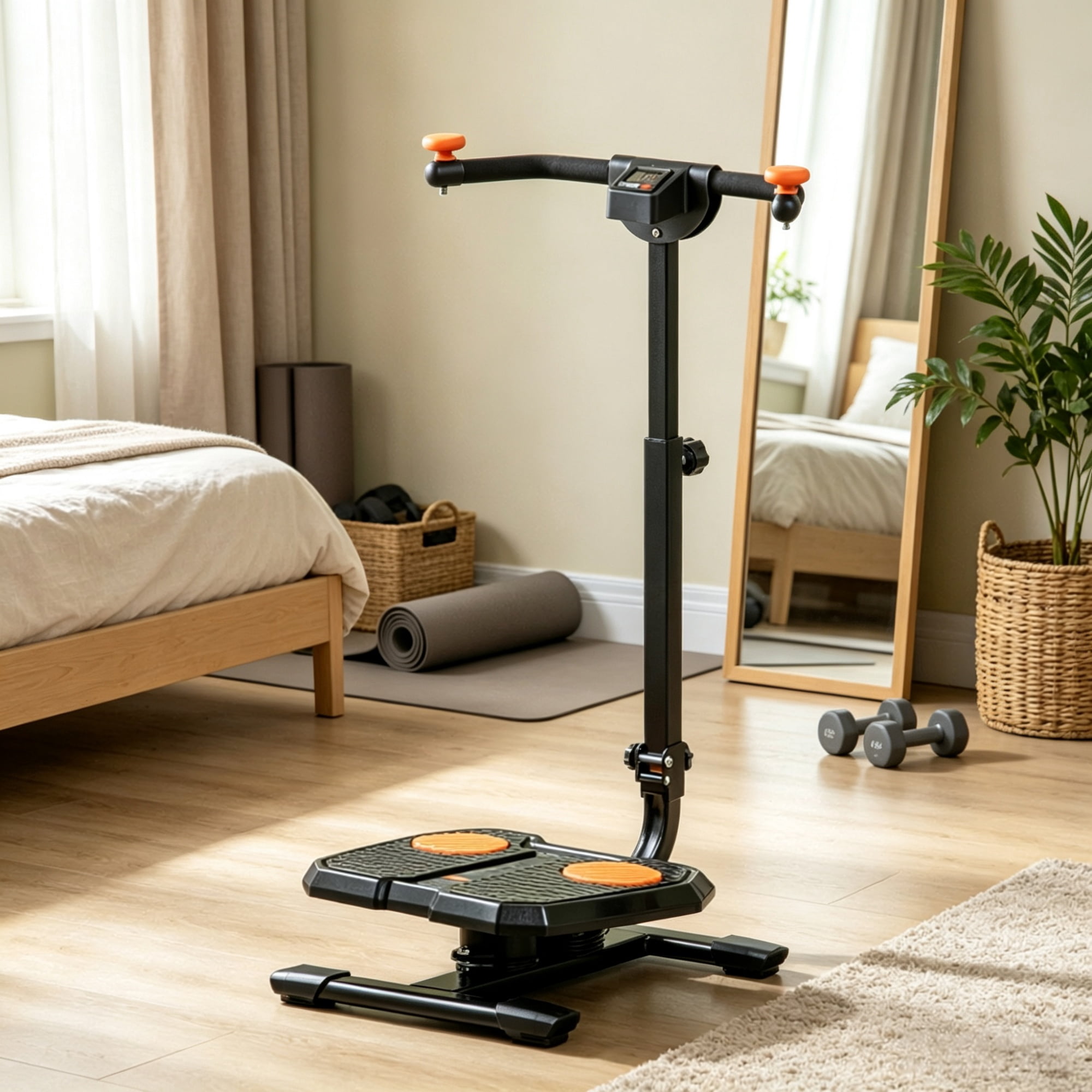 Orange Foldable Ab Twister Board Waist Trimming Workout Equipment with LCD Display for Women And Men