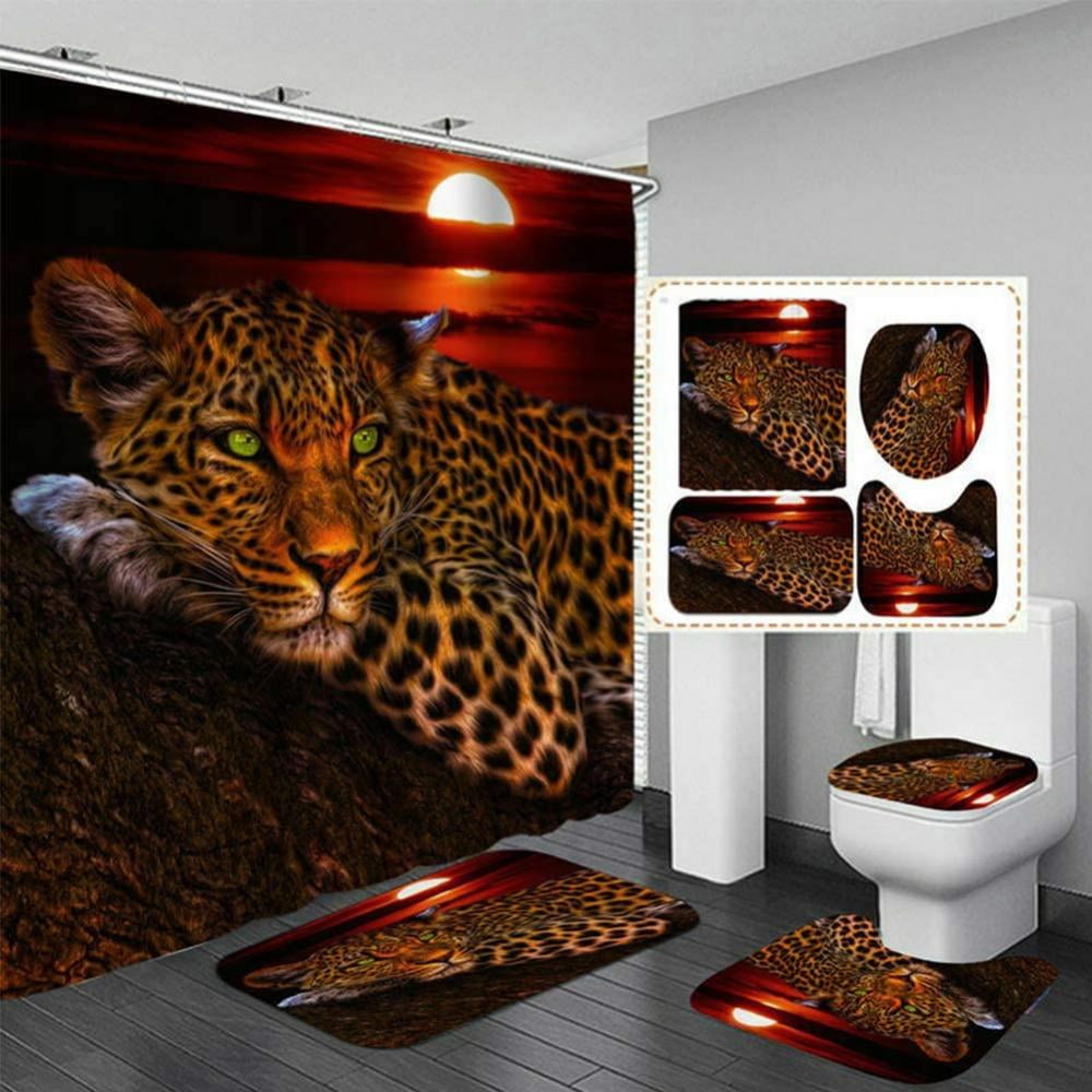 Obal Shower Curtain Leopards In Jungle Black Background Bathroom Curtains Water 