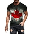 thumbnail image 2 of T-Shirts for Men Shorts Sleeves Round Neck Canada Day Printing Pullover Casual Fitness Sports T Shirt Blouse Dark Gray XXXXXL, 2 of 5
