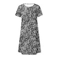 thumbnail image 4 of Dyegold Sundresses for Women Casual Beach - Plus Size Dress for Women Crewneck Short Sleeve Floral Print Pleated Front Maxi Sundresses ​Ruffle A Line Beach ​​Dress, 4 of 5