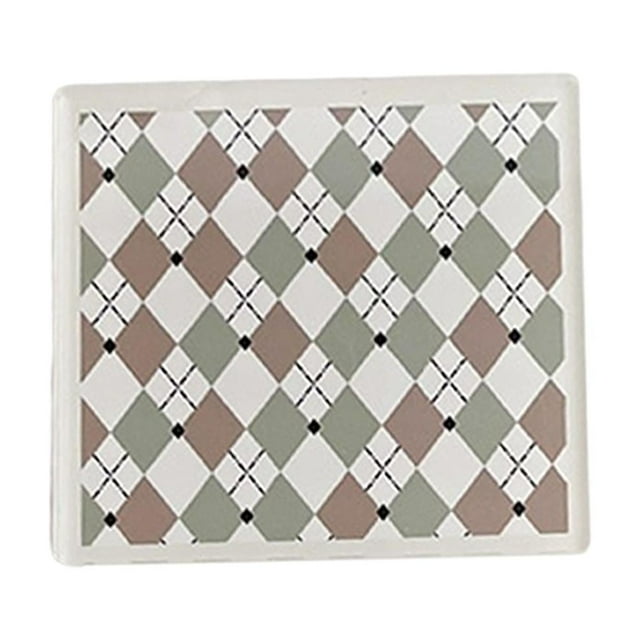 Posavasos acrílicos con diseño de tablero de ajedrez para bebidas, posavasos decorativos cuadrados para tazas marrón claro verde