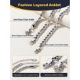 thumbnail image 4 of U7 Anklets Bracelets for Women 3Pcs Layered Stainless Steel Waterproof Cuban Curb Rope Figaro Chain Anklets Set Jewelry Gift, 4 of 7