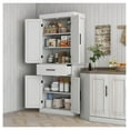 thumbnail image 2 of 72" Kitchen Pantry Cabinet with Barn Doors, Freestanding Food Storage, 5 Adjustable Shelves, White, 2 of 9