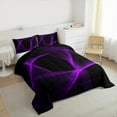 thumbnail image 3 of Manfei Geometric Stripes Lines Full Size Comforter Sets,Minimalism Geometric Ribbon Bedding Comforter Set,Neon Purple Black Bedding Sets For Boys Teens,Ultra Soft Room Decorative Reversible,3 Pieces, 3 of 8