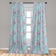 thumbnail image 4 of Ambesonne Travel Curtains, Stamps From Countries Art, Pair of 28"x63", Pastel Brown Blue and Green, 4 of 4