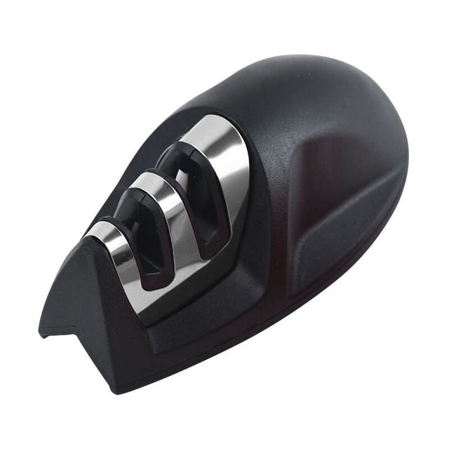 Jinsinto Professional Kitchen Knife Sharpener 2 in 1 Manual Sharpener for Stainless Steel and Ceramic Knives of All Sizes,Black Non-Slip Base, 1pcs,Fonepro