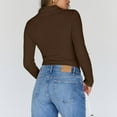 thumbnail image 5 of Turtleneck Sweaters for Women Ribbed Knit Long Sleeve, Slim Fitted Warm Fall Basic Pullover Brown XL, 5 of 7