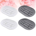 thumbnail image 3 of unbranded  4 Pcs Grey Soap Dish Bar Travel Case Storage Plate Compact Tray, 3 of 8