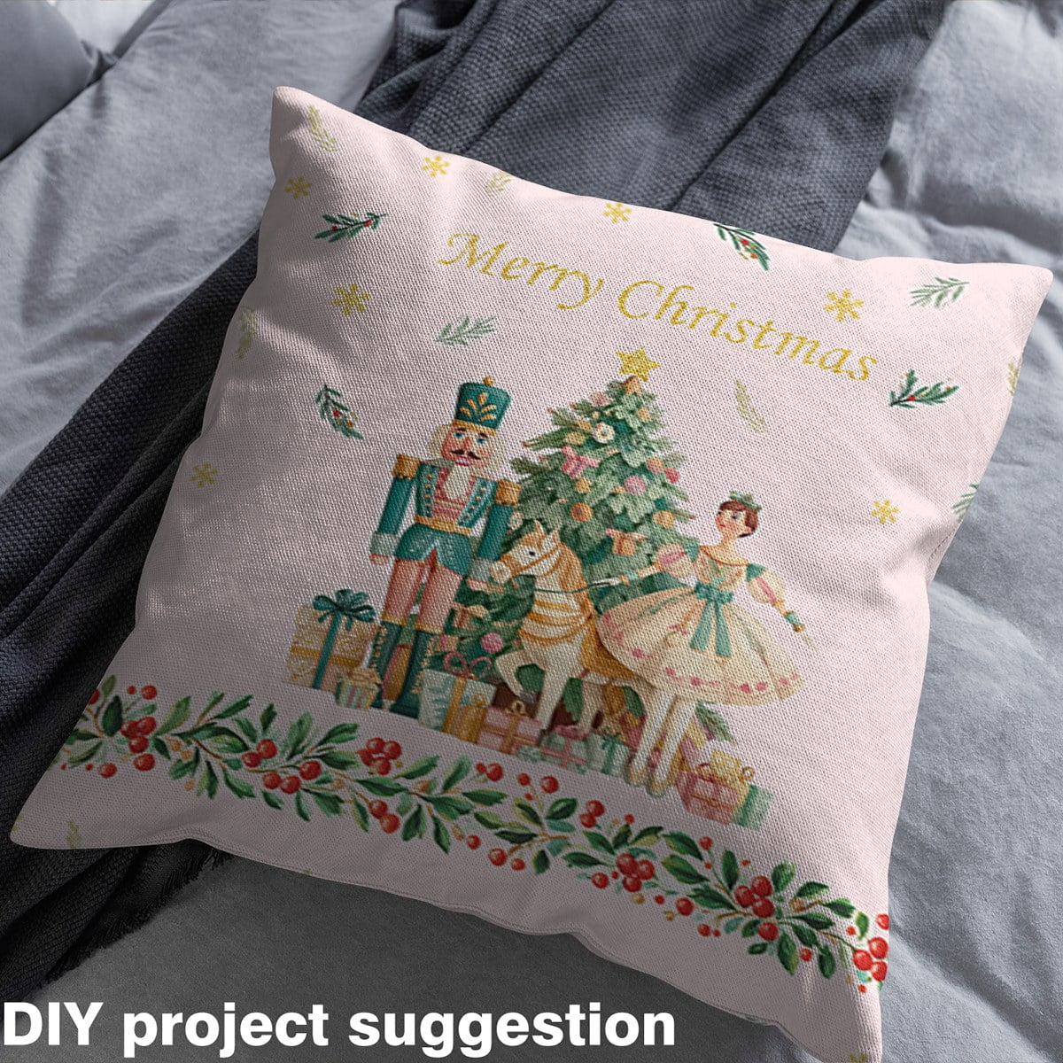 Castle Fairy Christmas Nutcracker Girl Fabric by the Yard 3 Yards,Christmas Tree Sewing Fabric,Festival Xmas Fabric for Sewing,Ultra Soft Home Decor