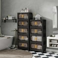 thumbnail image 4 of Black,24" Side Wide Folding ,4 Tiers,23.62"Ã13.78"Ã48.43",Collapsible Bins Magnetic Door, Plastic Storage Cabinet with Wheels, 4 of 7