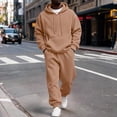 thumbnail image 2 of CCRFTGI Men's Sweatsuit 2 Pieces Set Hoodie Sweatshirt & Sweatpants Set Casual Jogging Suits for Men Camel S, 2 of 6