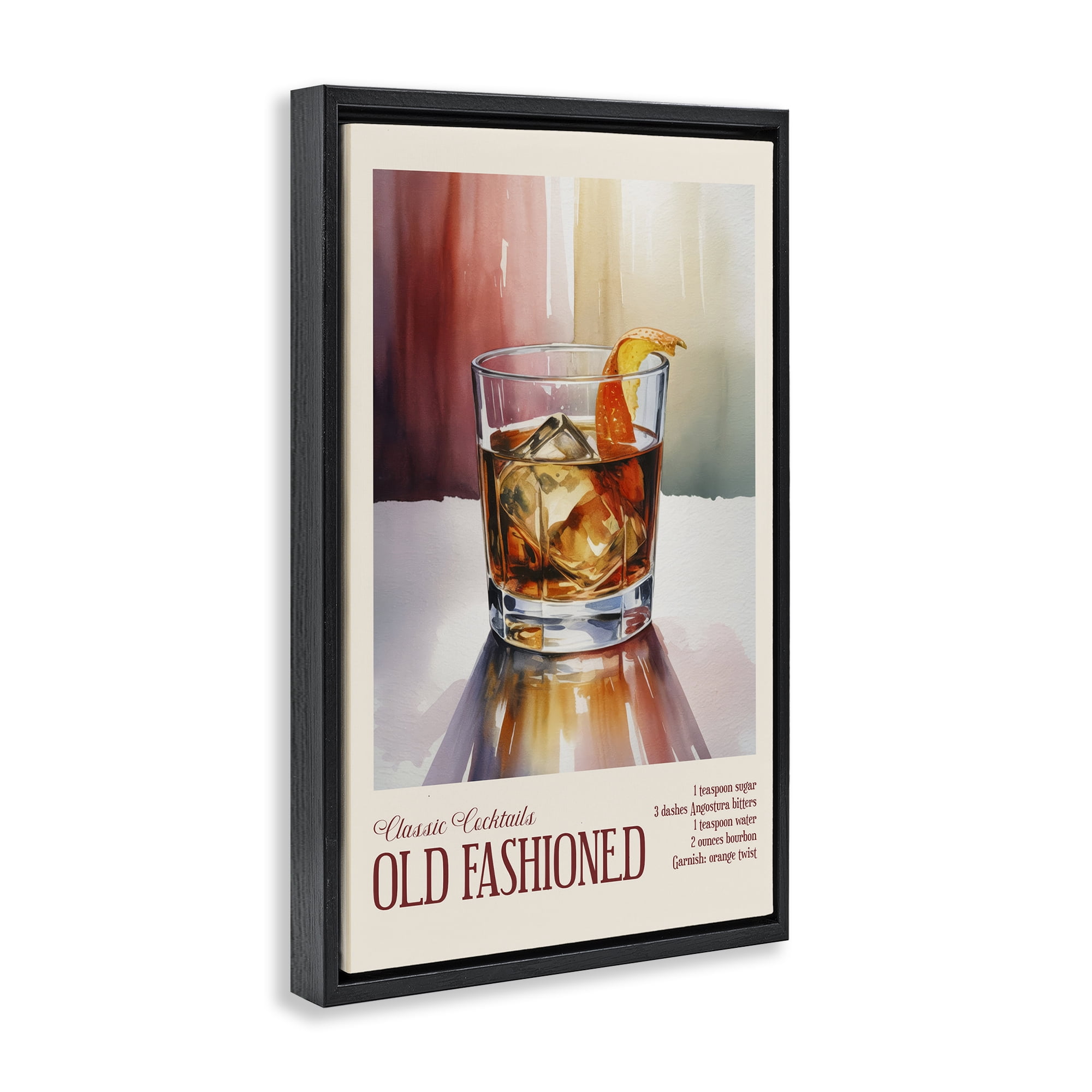 Stupell Industries Old Fashioned on Surface Black Framed Floater Canvas Wall Art, design by Andreas Magnusson
