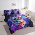 thumbnail image 3 of 7pcs Cute Cat Bedding Twin Purple Galaxy Comforter Set, Blue Butterfly Bedding Comforter Sets Kawaii Kitten Bed in a Bag, Univers Glitter Stars Bedding Accessories, 3 of 6