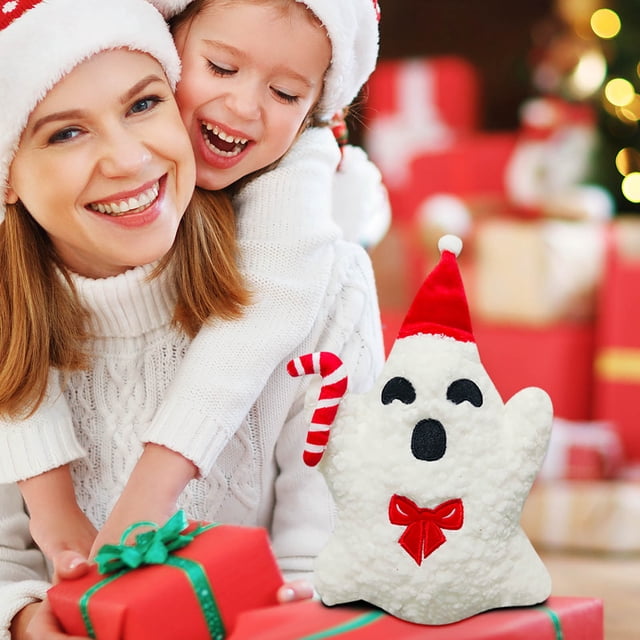 Cojín de Fantasma Navideño para Decoración Del Hogar | Cojín de Fantasma Divertido y Espeluznante para Sofá, Dormitorio, Sala de Estar, Porche o Balcón | Soporte Lumbar Suave de Felpa de 20 Cm