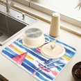 thumbnail image 2 of Yayeee Dish Drying Mat for Kitchen Counter 16" x 18" Microfiber Super Absorbent Coffee Decorative Pad, Red Hand Drawn Sailboats, 2 of 9