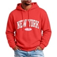thumbnail image 2 of qafoshin Men's Letter-Print Athletic Hoodie, Fall Classic Long-Sleeve Drawstring Hooded Graphic Sweatshirt, 2 of 6