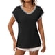 thumbnail image 2 of Suéter Sin Mangas para Mujer, Informal, con Cuello en V y Mangas , Tejido de Punto, Color Negro, Talla L, 2 of 9