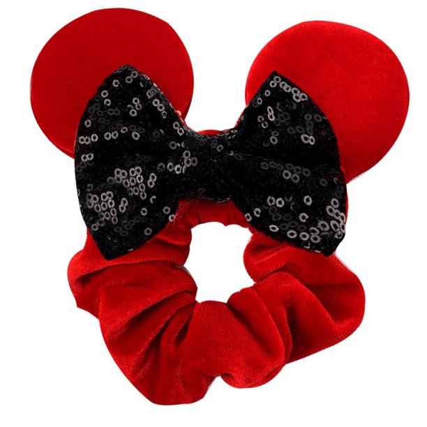Diadema de Disney para Bebé y Niño, accesorios para el cabello con dibujos animados de Mickey y Minnie, banda elástica para el cabello de terciopelo dorado, Anillo para el cabello de Navidad, novedad