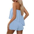 thumbnail image 5 of Favoffer Women's Two Piece Short Set Solid Color Bandeau Irregular Top Elastic Waist Casual Bottom Fashion Daily Outfit for Beach Party Indoor, 5 of 9