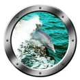 thumbnail image 3 of VWAQ Dolphin Porthole Wall Decal Ocean Wall Sticker Animal Nature View Wall Mural - PO3 (14" Diameter), 3 of 3