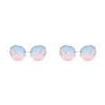 thumbnail image 3 of Gafas de sol Retro Qarigey sin marco para mujer con degradado y diamantes de imitación, 3 of 6