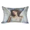 thumbnail image 3 of Pillow Case Plush Pillow Girl in White with White Wing Case standard size/King size/Queen size Bed Pillow Pillowcases, 3 of 9